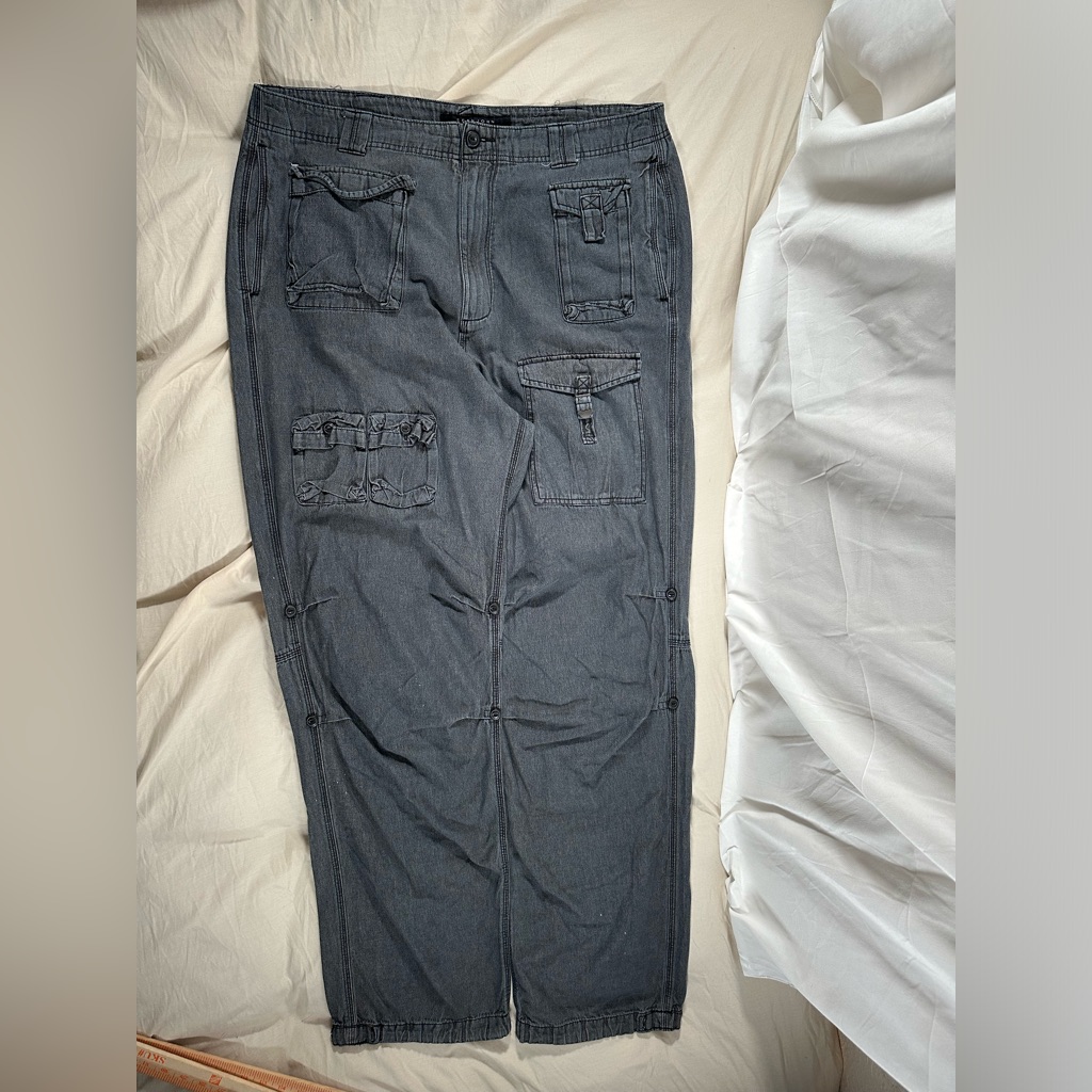 Sean John Gray Paratrooper Cargo Pants 40t (41x33 Fit ) Y2k Retro Baggy Skater